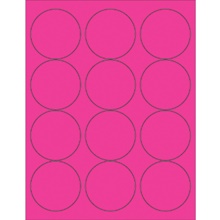2 1/2" Fluorescent Pink Circle Laser Labels-12 Labels per Sheet