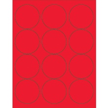 2 1/2" Fluorescent Yellow Circle Laser Labels-12 Labels per Sheet