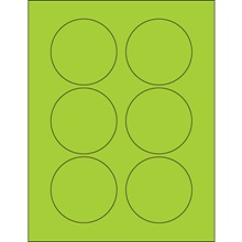 3" Fluorescent Bright Blue Circle Laser Labels-6 Labels per Sheet