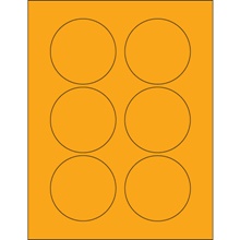 3" Fluorescent Pink Circle Laser Labels-6 Labels per Sheet