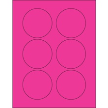 3" Fluorescent Red Circle Laser Labels-6 Labels per Sheet