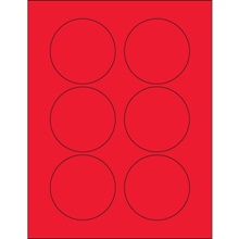3" Fluorescent Yellow Circle Laser Labels-6 Labels per Sheet