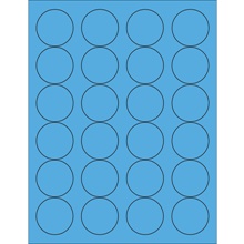 1 2/3" Fluorescent Pastel Blue Circle Laser Labels-24 Labels per Sheet