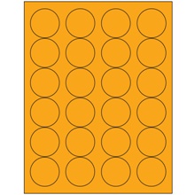 1 2/3" Fluorescent Red Circle Laser Labels-24 Labels per Sheet