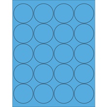 2" Fluorescent Pastel Blue Circle Laser Labels-20 Labels per Sheet