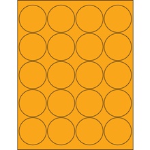 2" Fluorescent Pink Circle Laser Labels-20 Labels per Sheet