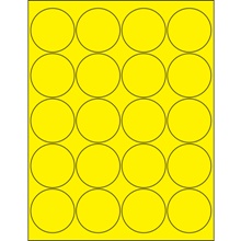 2" Fluorescent Bright Blue Circle Laser Labels-20 Labels per Sheet