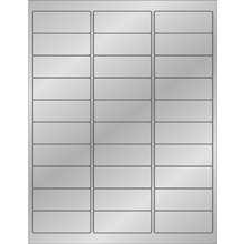 2 5/8 x 1" Silver Foil  Rectangle Laser Labels-30 Labels per Sheet