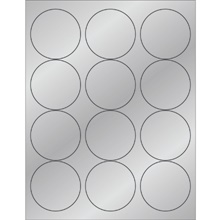 2 1/2" Silver Foil Circle Laser Labels-12 Labels per Sheet