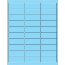 2 5/8 x 1" Fluorescent Pastel Blue Removable Rectangle Laser Labels-30 Labels per Sheet