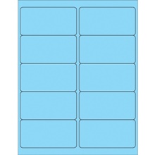 4 x 2" Fluorescent Pastel Blue Removable Rectangle Laser Labels-10 Labels per Sheet