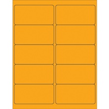 4 x 2" Fluorescent Orange Removable Rectangle Laser Labels-10 Labels per Sheet