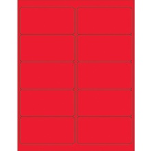 4 x 2" Fluorescent Red Removable Rectangle Laser Labels-10 Labels per Sheet