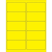 4 x 2" Fluorescent Yellow Removable Rectangle Laser Labels-10 Labels per Sheet