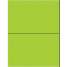 8 1/2 x 5 1/2" Fluorescent Green Removable Rectangle Laser Labels-2 Labels per Sheet