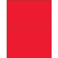 8 1/2 x 5 1/2" Fluorescent Red Removable Rectangle Laser Labels-2 Labels per Sheet