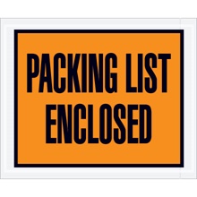 4 1/2 x 5 1/2" Orange Full Face "Packing List Enclosed" Envelopes