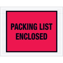 7 x 5 1/2" Red "Packing List Enclosed" Envelopes