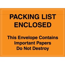 4 1/2 x 6" Orange Side "Important Papers Enclosed" Envelopes