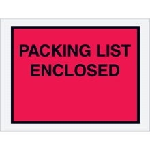 4 1/2 x 6" Red Full "Packing List Enclosed" Envelopes