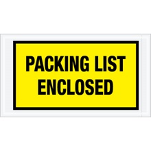 5 1/2 x 10" Yellow "Packing List Enclosed" Envelopes