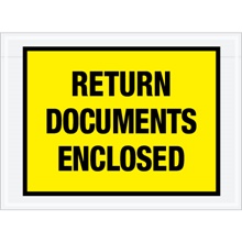 7 1/2 x 5 1/2" Yellow "Return Documents Enclosed" Envelopes