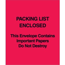 5 x 6" Red (Paper Face) "Packing List Enclosed This Envelope Containsâ€¦"