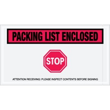 5 1/2 x 10" Red "Packing List Enclosed - Stop" Envelopes