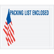 4 1/2 x 5 1/2" U.S.A. Flag Panel "Packing List Enclosed" Envelopes