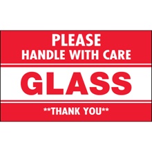 3 x 5" - "Glass - Please Handle With Care" Labels