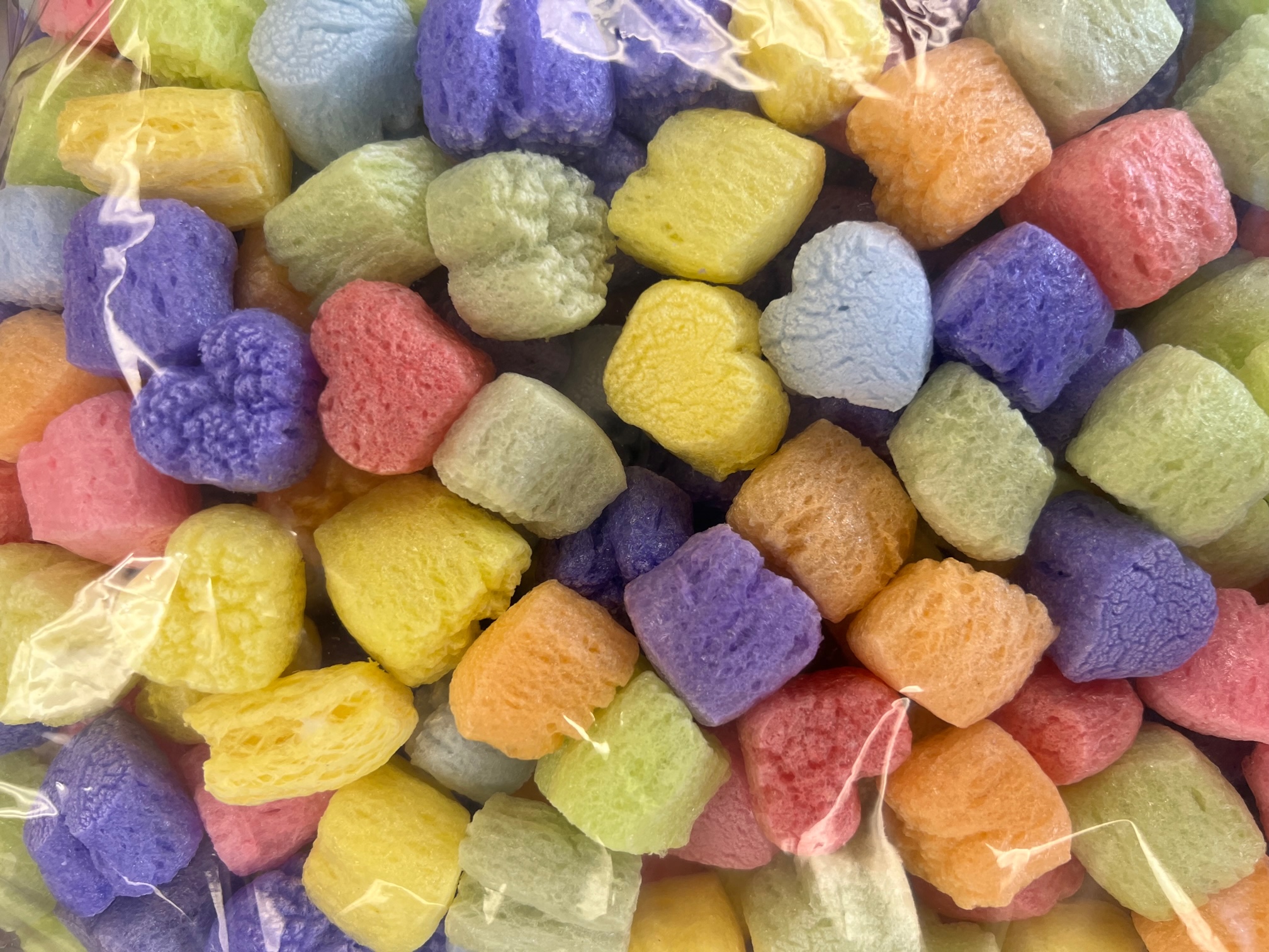 FunPak Rainbow Hearts Packing Peanuts Mini Pack Plant Based Biodegradable Compostable  0.6 cu ft Bag