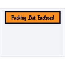 4 1/2 x 6" Orange Panel Face-Script "Packing List Enclosed" Envelopes