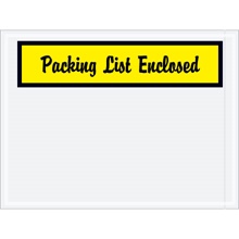 4 1/2 x 6" Yellow Panel Face-Script "Packing List Enclosed" Envelopes