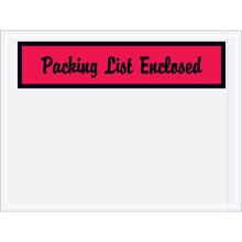 4 1/2 x 6" Red Panel Face-Script "Packing List Enclosed" Envelopes