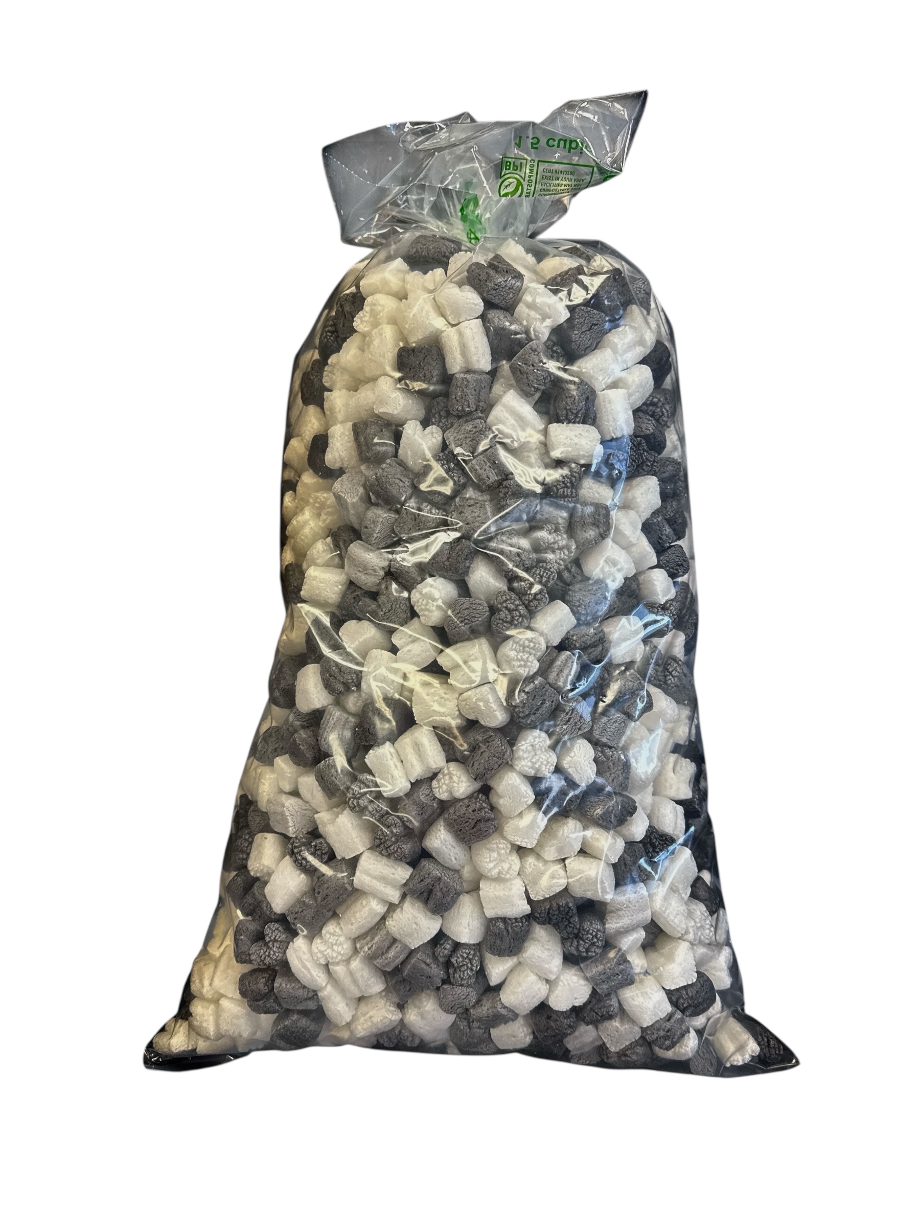 FunPak Black & White Hearts Packing Peanuts  Plant Based Biodegradable Compostable 1.5  cu ft Bag