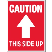 3 x 4" - "Caution - This Side Up" White Arrow Labels