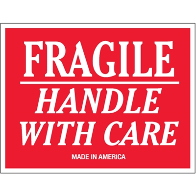 3 x 5" - "Fragile - Handle With Care" Labels