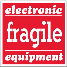 4 x 4" - "Fragile - Electronic Equipment" Labels