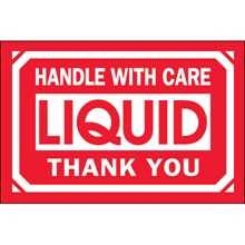 2 x 3" - "Handle With Care - Liquid - Thank You" Labels