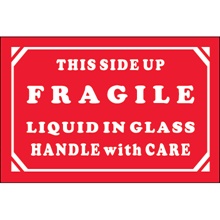 2 x 3" - "Fragile - Liquid In Glass - Handle With Care" Labels