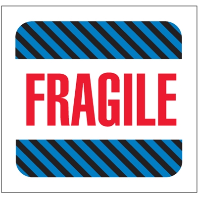 4 x 4" - Blue "Fragile" Labels