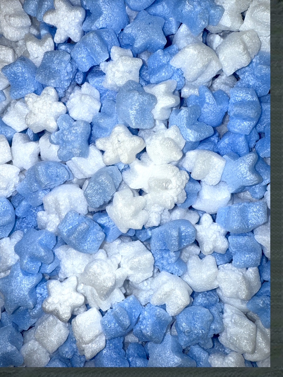 FunPak Blue & White Stars Packing Peanuts  Plant Based Biodegradable Compostable 1.5  cu ft Bag