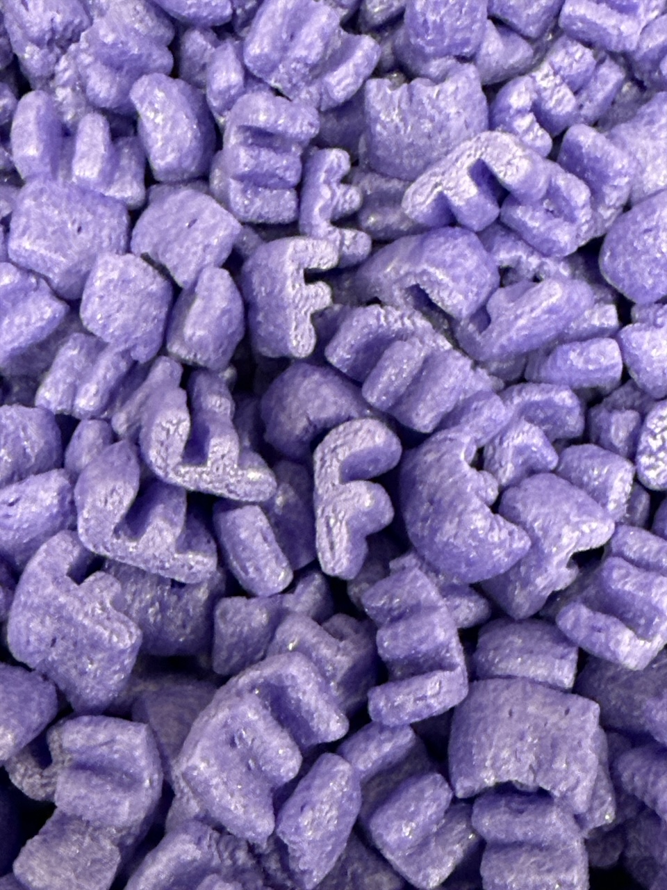 FunPak Purple "f" Packing Peanuts Mini Pack Plant Based Biodegradable Compostable  0.6 cu ft Bag