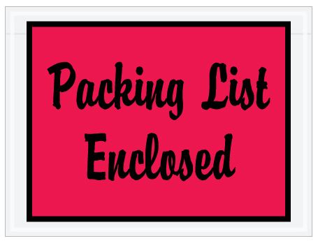 4 1/2 x 6" Red "Packing List Enclosed" Envelopes