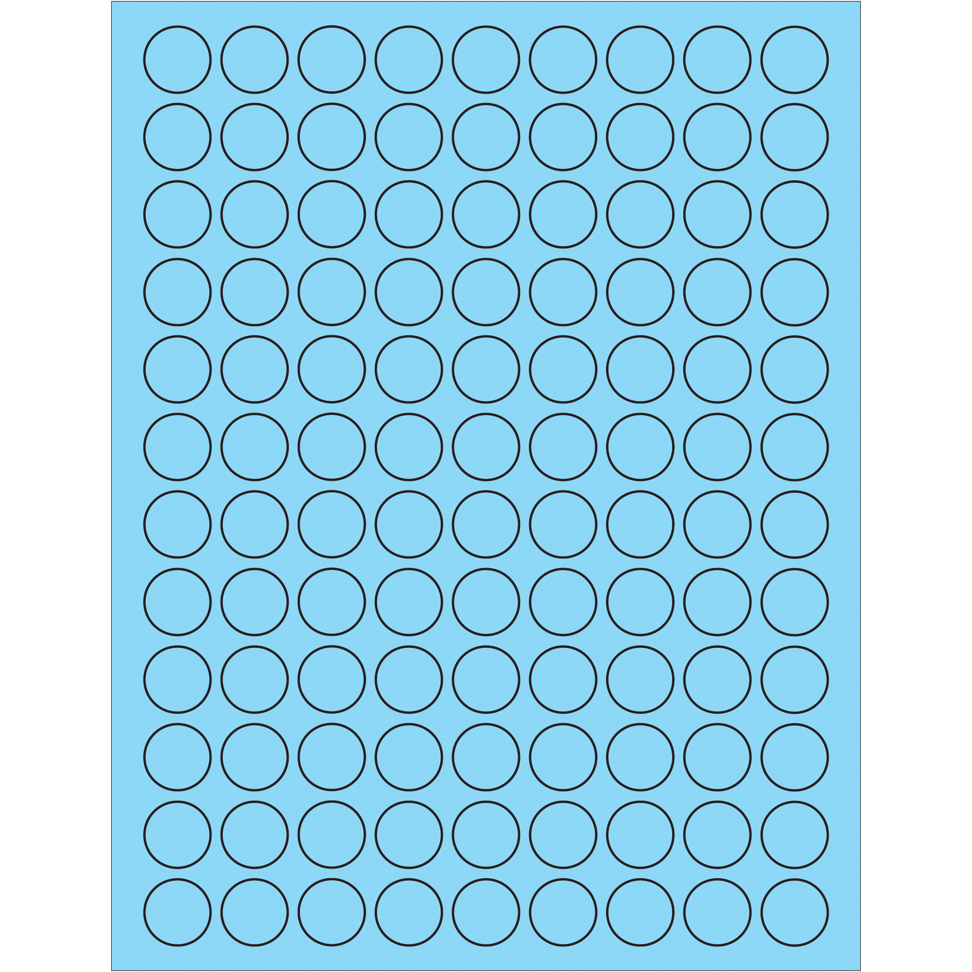 3/4" Fluorescent Bright Blue Circle Laser Labels-108 Labels per Sheet