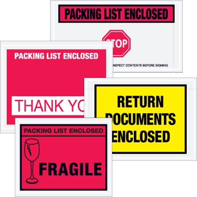 5 1/2 x 10" Red "Packing List Enclosed" Envelopes