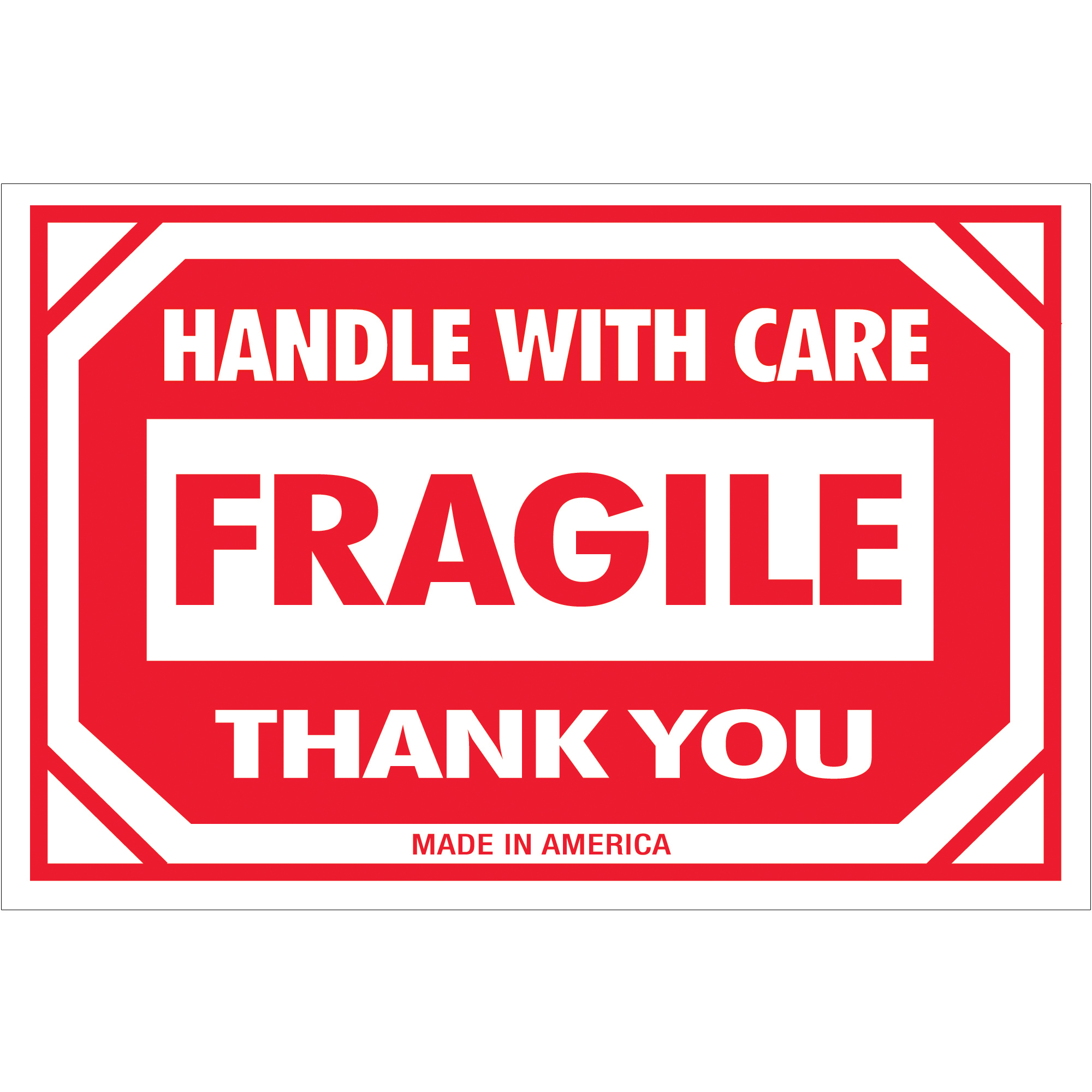 2 x 3 - "Fragile - Handle With Care Thank You" Labels