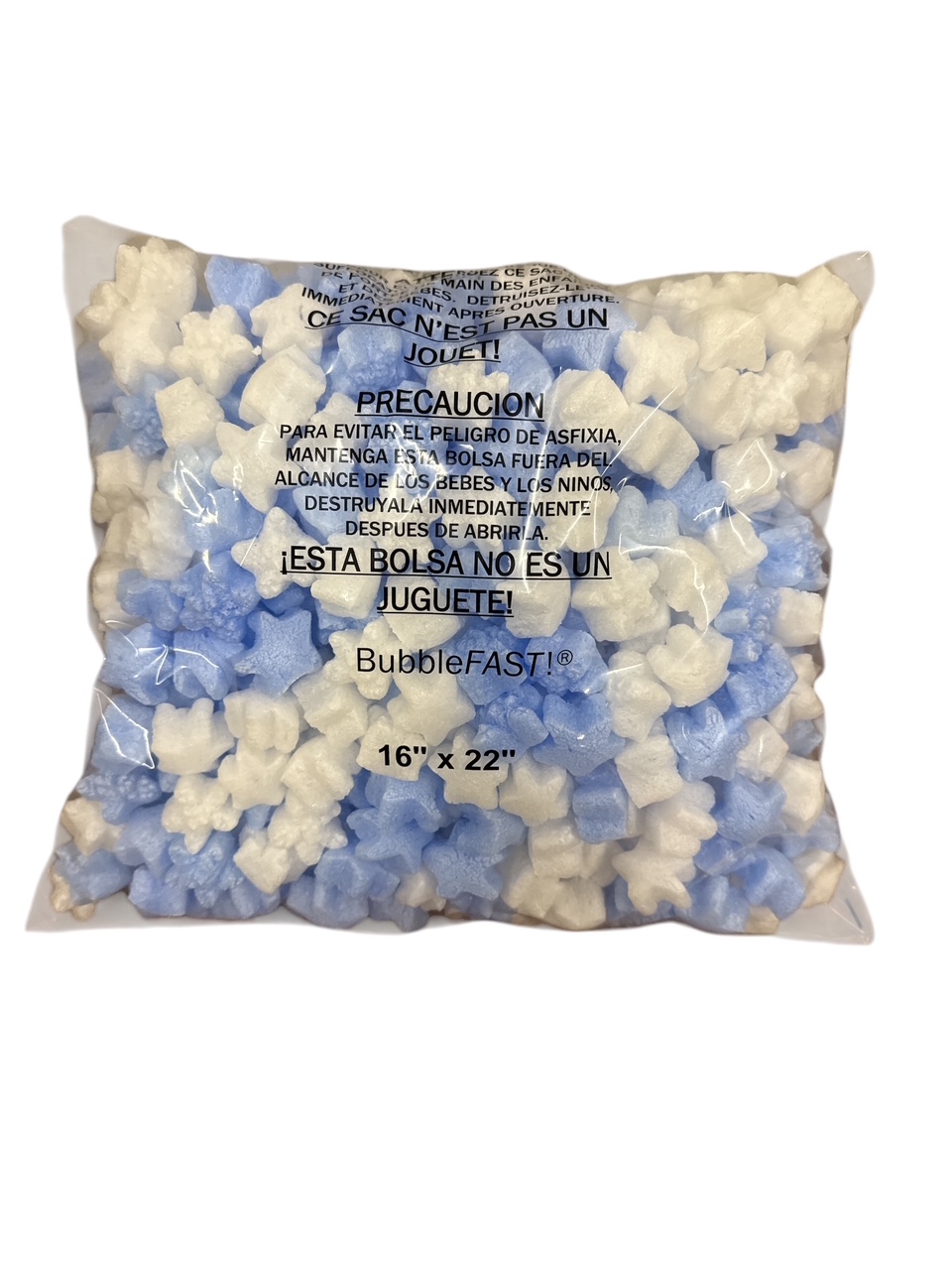 FunPak Blue & White Stars Packing Peanuts Mini Pack Plant Based Biodegradable Compostable 0.6 cu ft Bag