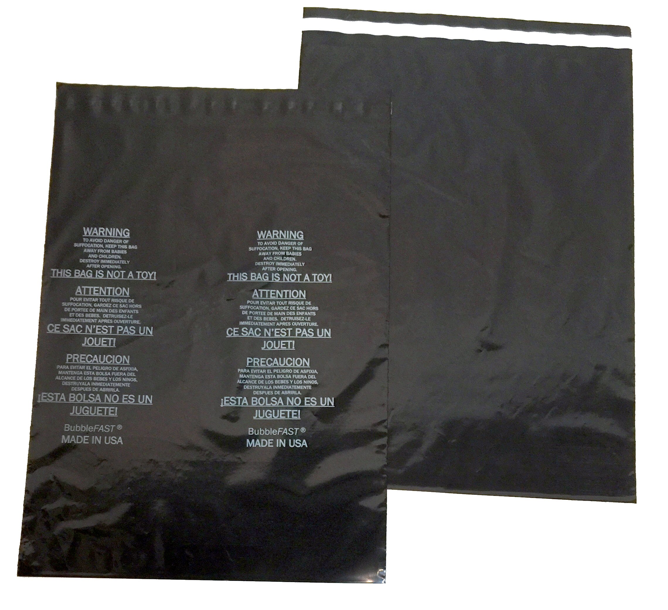 1,000 14" x 20" 2.0 mil Black Self-Seal Suffocation Warning Bags