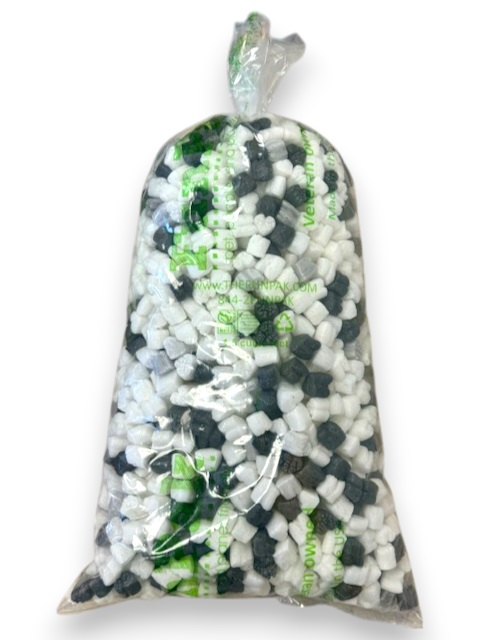 FunPak Black & White Hearts Packing Peanuts Mini Pack Plant Based Biodeegradable Compostable 0.6 cu ft Bag